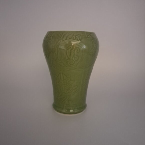 Max Factor Khara Fantasy Green Embossed Ceramic Jar Vase NO LID - Picture 6 of 10